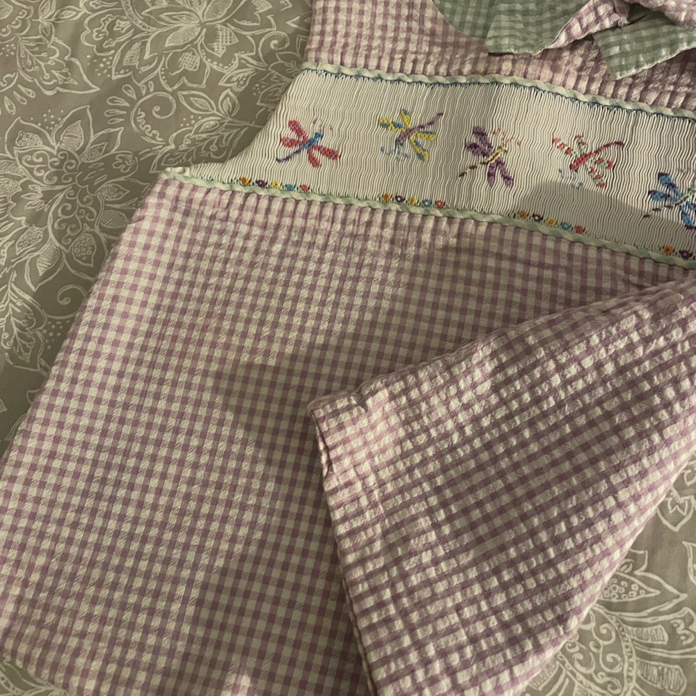 Baby Girls 4M Hand-Smocked Lavender Seersucker Dragonfly Dress